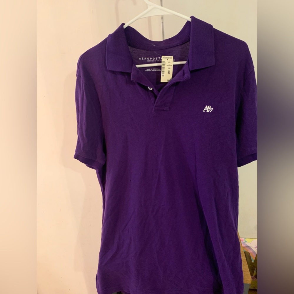 Aeropostale Polo Shirt Mens Size Large Short Sleeve Logo Purple NWT